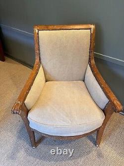 Late 19th Century Antique Rustic Belgian Linen Armchair