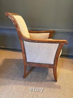 Late 19th Century Antique Rustic Belgian Linen Armchair