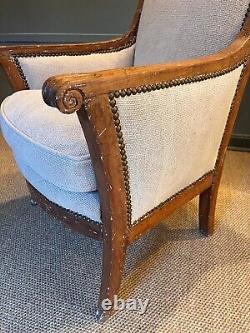 Late 19th Century Antique Rustic Belgian Linen Armchair