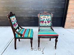 Late 19th Century Antique Transitional Victorian Chairs a Pair