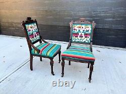 Late 19th Century Antique Transitional Victorian Chairs a Pair