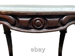 Late 19th Century Antique Victorian Marble Top Carved Walnut Oval Parlor Table