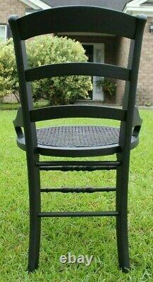 Late 19th Century Cane Chair, Restored, Matte Black (Antique Eastlake Victorian)