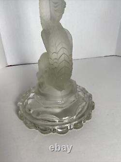 Late 19th Century Crystal Candlestick Attributed To Lalique Mermaid Frosted