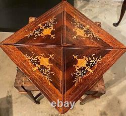 Late 19th Century English Handkerchief Gaming Table with Exceptional Inlay
