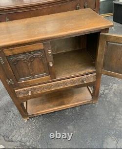 Late 19th Century English Oak Server Cabinet End Table Bar