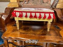 Late 19th Century French Carved Giltwood Foot Stool With Pink Velvet Uphostery