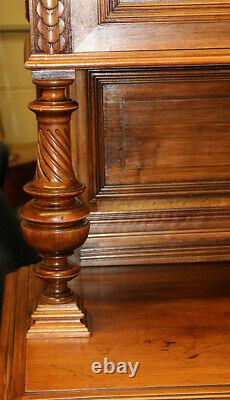 Late 19th Century French Carved Oak Cabinet Cupboard Sideboard Buffet