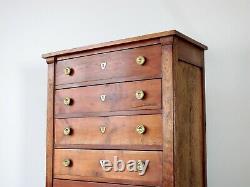 Late 19th Century French Cherrywood Semainier Tallboy Chest of Drawers