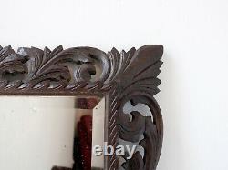 Late 19th Century French Fretwork Oak Cushion Wall Mirror