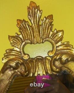 Late 19th Century French Hand Carved Ornate Gold Gilded Footed Wall Mirror