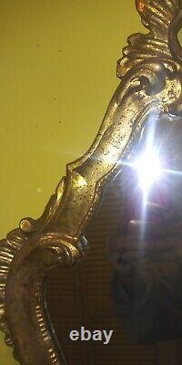 Late 19th Century French Hand Carved Ornate Gold Gilded Footed Wall Mirror