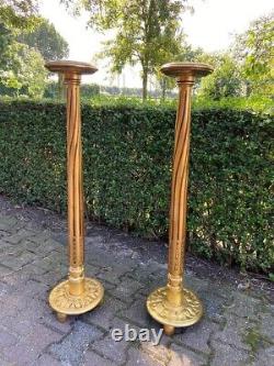 Late 19th Century French Louis XVI 2 Pedestals / Columns From Gilt Beech Wood