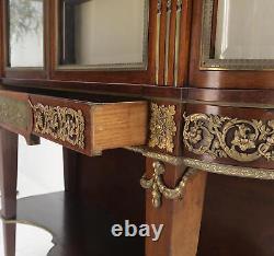 Late 19th Century Gilt Bronze Mounted Ormolu Vitrine Cubboard Curved Glass