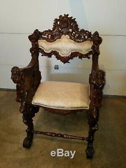 Late 19th Century Hand Carved Walnut Fantasy Chair