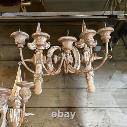 Late 19th Century Hand-Carved Wood Tuscany Wall Candelabra- Set Of 2