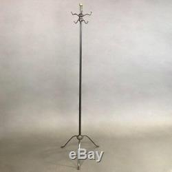 Late 19th Century Industrial Brushed Steel and Brass Coat Rack