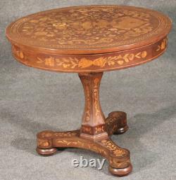 Late 19th Century Inlaid Dutch Marquetry Mahogany and Satinwood Center Table
