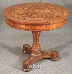 Late 19th Century Inlaid Dutch Marquetry Mahogany and Satinwood Center Table
