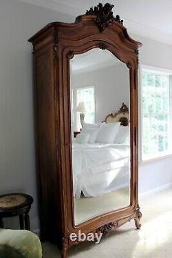 Late 19th Century Louis XV Style French Walnut Armoire with Mirror