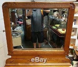 Late 19th Century Oak Hotel Dresser with Adjustable Peerless Mirror