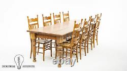 Late 19th Century Old Growth Pine Harvest Table With Chairs
