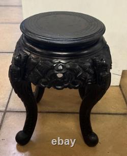 Late 19th Century Oriental Meiji Period Carved Round Plant Stand