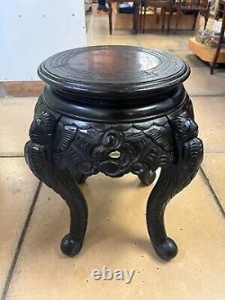 Late 19th Century Oriental Meiji Period Carved Round Plant Stand