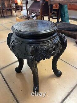 Late 19th Century Oriental Meiji Period Carved Round Plant Stand