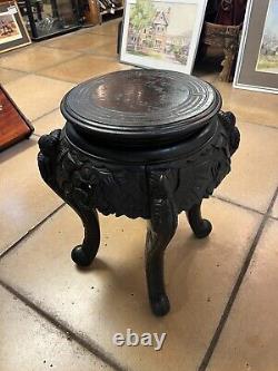 Late 19th Century Oriental Meiji Period Carved Round Plant Stand