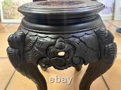 Late 19th Century Oriental Meiji Period Carved Round Plant Stand