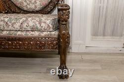 Late 19th Century Ornately Carved Oak Settee 88468