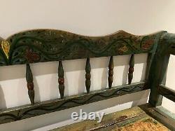 Late 19th Century SWEDISH BENCH / SETTLE deacons bench HAND PAINTED naive