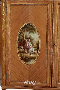 Late 19th Century Sheraton Revival Satinwood Inlaid And Painted Cabinet