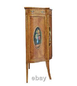 Late 19th Century Sheraton Revival Satinwood Inlaid And Painted Cabinet