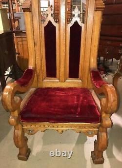 Late 19th Century Solid Oak Throne or Masonic Ceremonial Chair