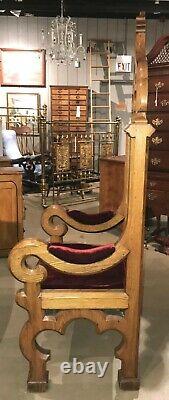 Late 19th Century Solid Oak Throne or Masonic Ceremonial Chair