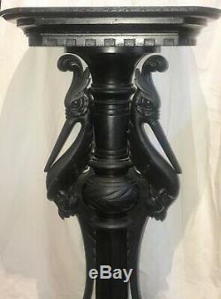 Late 19th Century Victorian Ebonized Wood With Figural Birds Pedestal Stand