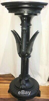 Late 19th Century Victorian Ebonized Wood With Figural Birds Pedestal Stand