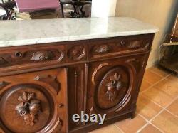 Late 19th Century Walnut Marble Top Server Or Console Table