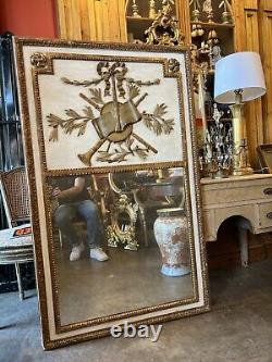 Late 19th/Early 20th Century French Louis XVI Style Painted and Giltwood Trumeau