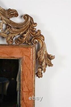 Late 19th/Early 20th Century Italian Rococo Carved Giltwood & Faux Marble Mirror