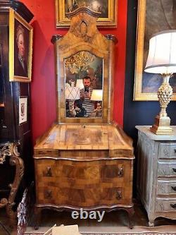 Late 19th/Early 20th Century Venetian Rococo Style Burlwood Secretary Desk