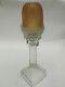 Late 19th c. Antique S. Clarke AMBER Glass Fairy Lamp On Candlestick Standard