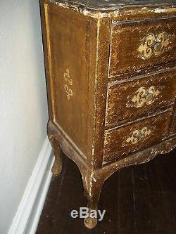 Late 19th c. Early 20th. C Italian Gold Chest Dresser Commode Table
