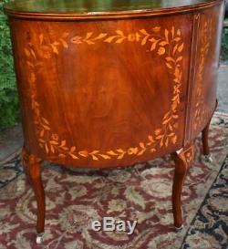 Late 19th century Antique French Mahogany floral inlaid Desk / original Key