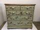Late 19th century English Pine Chest painted Celadon Chinoiserie
