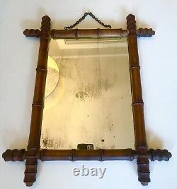 Late 19th century French faux bamboo distressed mirror 20