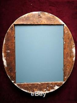 Late 19thC Art Nouveau Nasturtium Gilt Plaster Oval Frame & Mirror 44cm x 38cm
