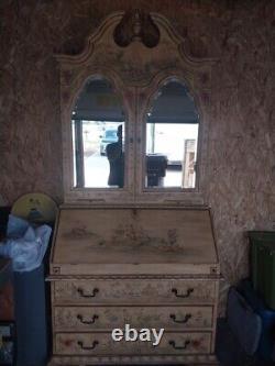 Late 20 Century Vintage Regency Chinoiserie Mirrored Secretary Desk